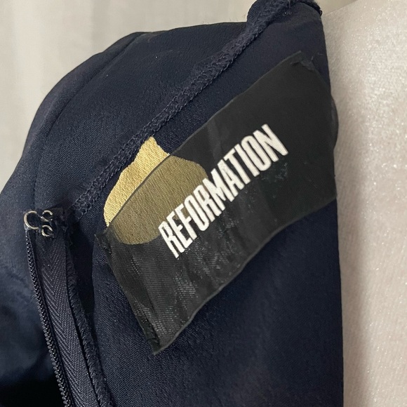 Reformation Emmy Skater Dress Size 0(XS) Heart Print Navy Blue - Picture 6 of 7